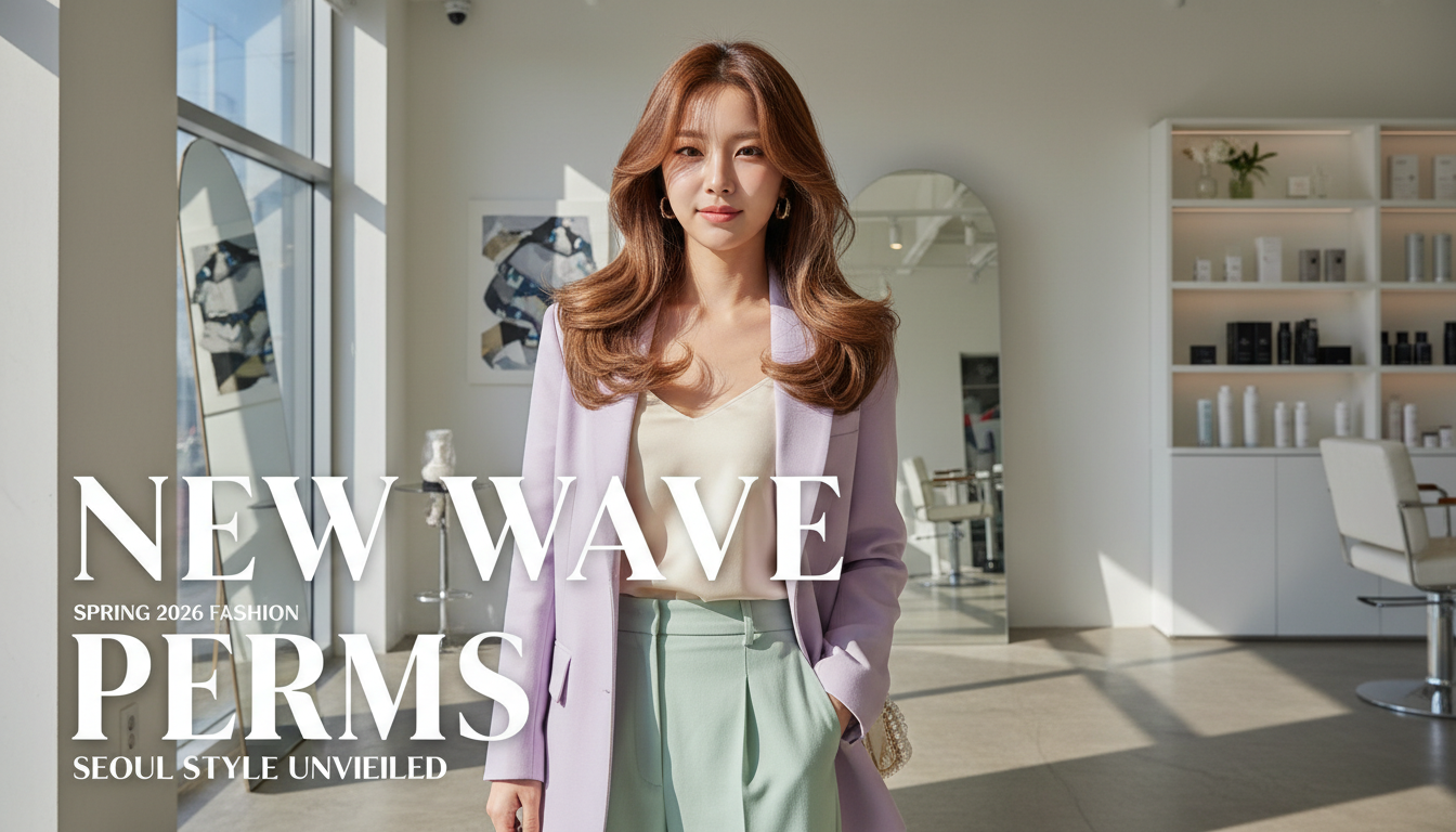 2026년 봄 트렌드를 반영한 긴머리 레이어드 C컬펌 스타일링을 한 여성의 모습