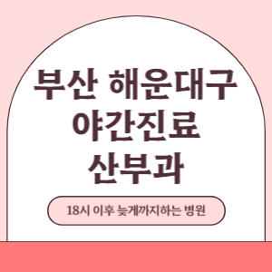 부산 해운대구 야간진료 산부인과 병원 (18시 이후 늦게까지하는 병원)