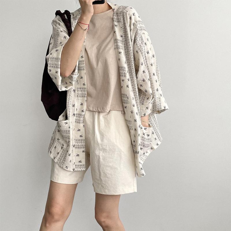에스닉 여름 로브 가디건 린넨 비치 빅사이즈 숏 가디건