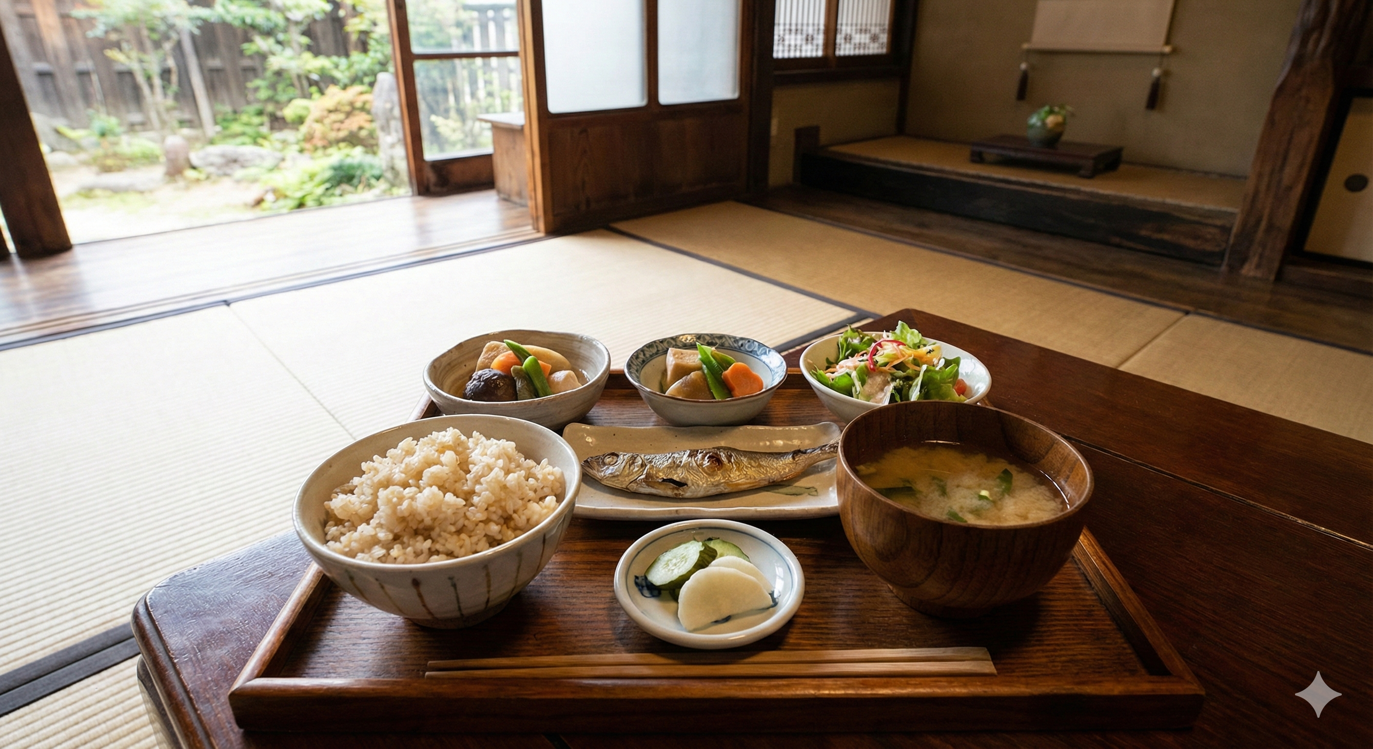 유기농 현미밥과 제철 채소로 만든 현미밥 세트
