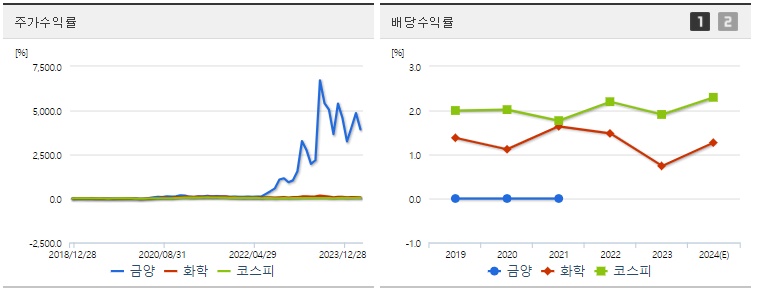 금양 주가 및 배당 수익률
