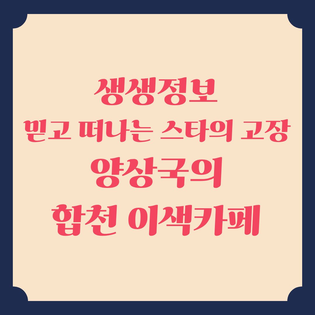 생생정보 믿고 떠나는 스타의 고장 양상국의 합천 이색 카페