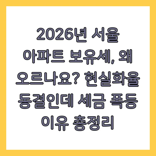 2026년 서울 아파트 보유세, 왜 오르나요? 현실화율 동결인데 세금 폭등 이유 총정리
