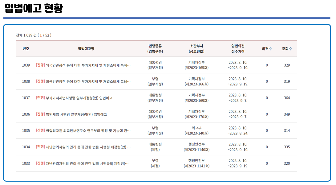 시행령 시행규칙 개정