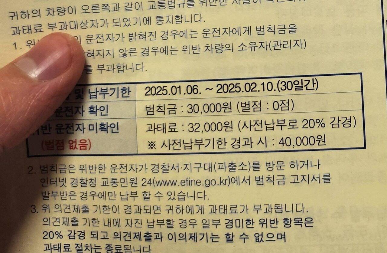 과태료와 범칙금의 차이