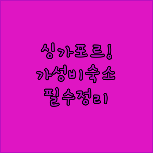 싱가포르 1인 여행 가성비 숙소 킨 ..