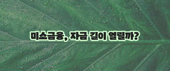 미소금융 대출 생계 창업 운영자금 지원 내용을 확인하세요!