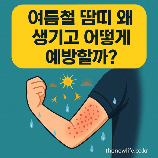 An illustration showing a heat rash on the arm caused by summer sunlight and sweat.-여름철 햇빛과 땀으로 인해 팔에 땀띠가 생긴 모습을 보여주는 일러스트 이미지입니다.