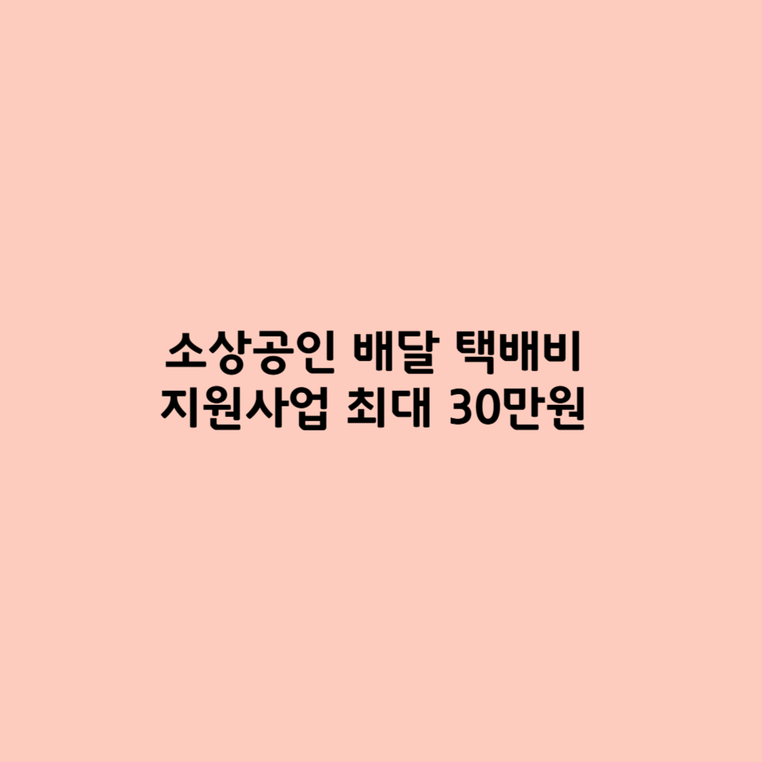 소상공인 배달 택배비 지원사업 최대 30만원 신청 가이드