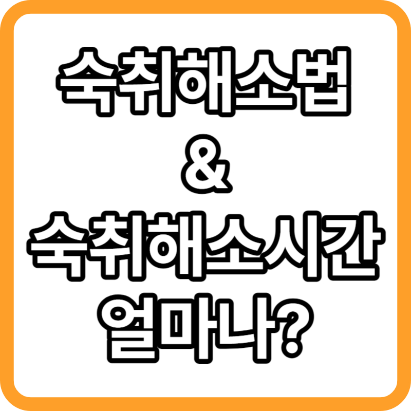 숙취 해소법 숙취해소 시간 알아보기