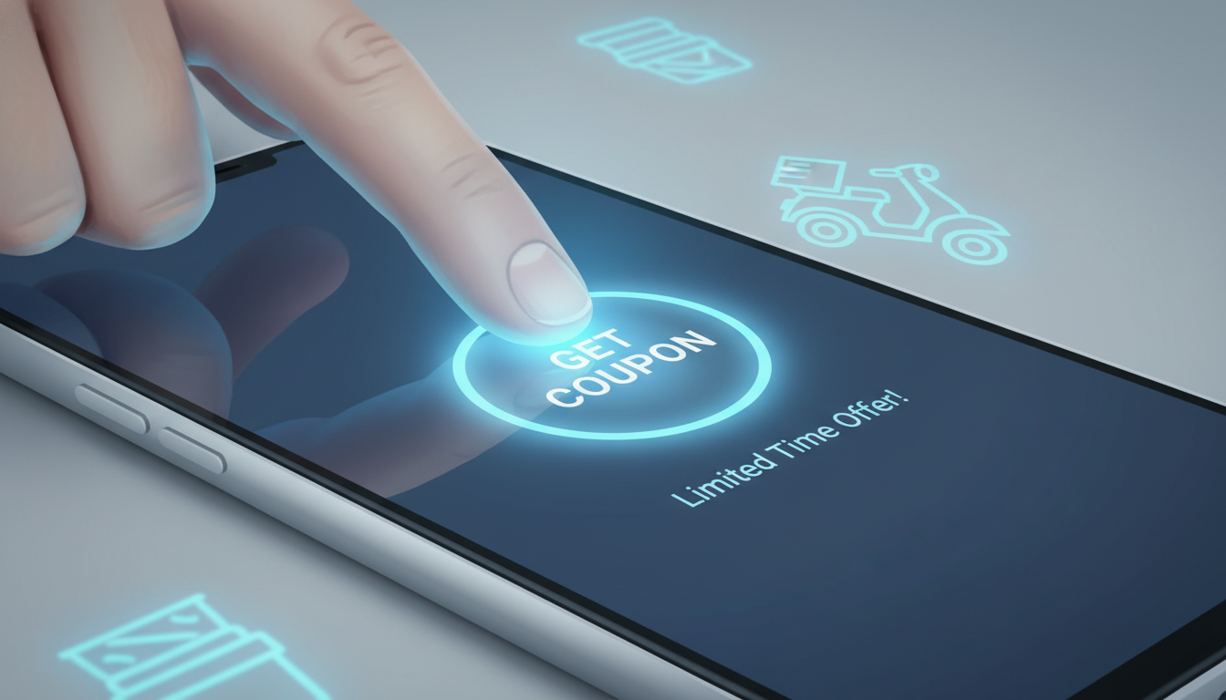 토스 앱 화면에서 배달 혜택 쿠폰 받기 버튼을 터치하는 모습