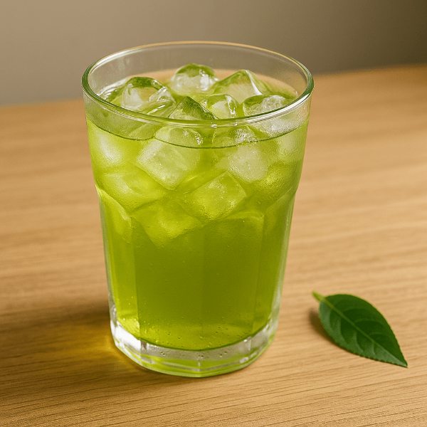얼음컵에 담긴 시원한 녹차