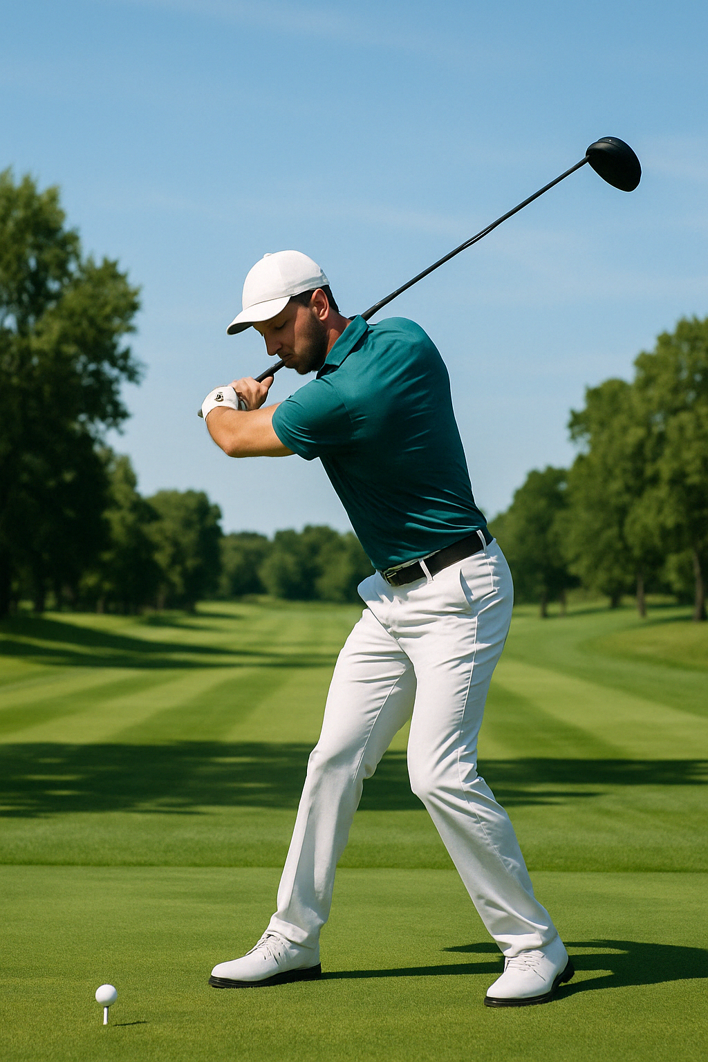 남성프로가 드라이브를 스윙하는 모습