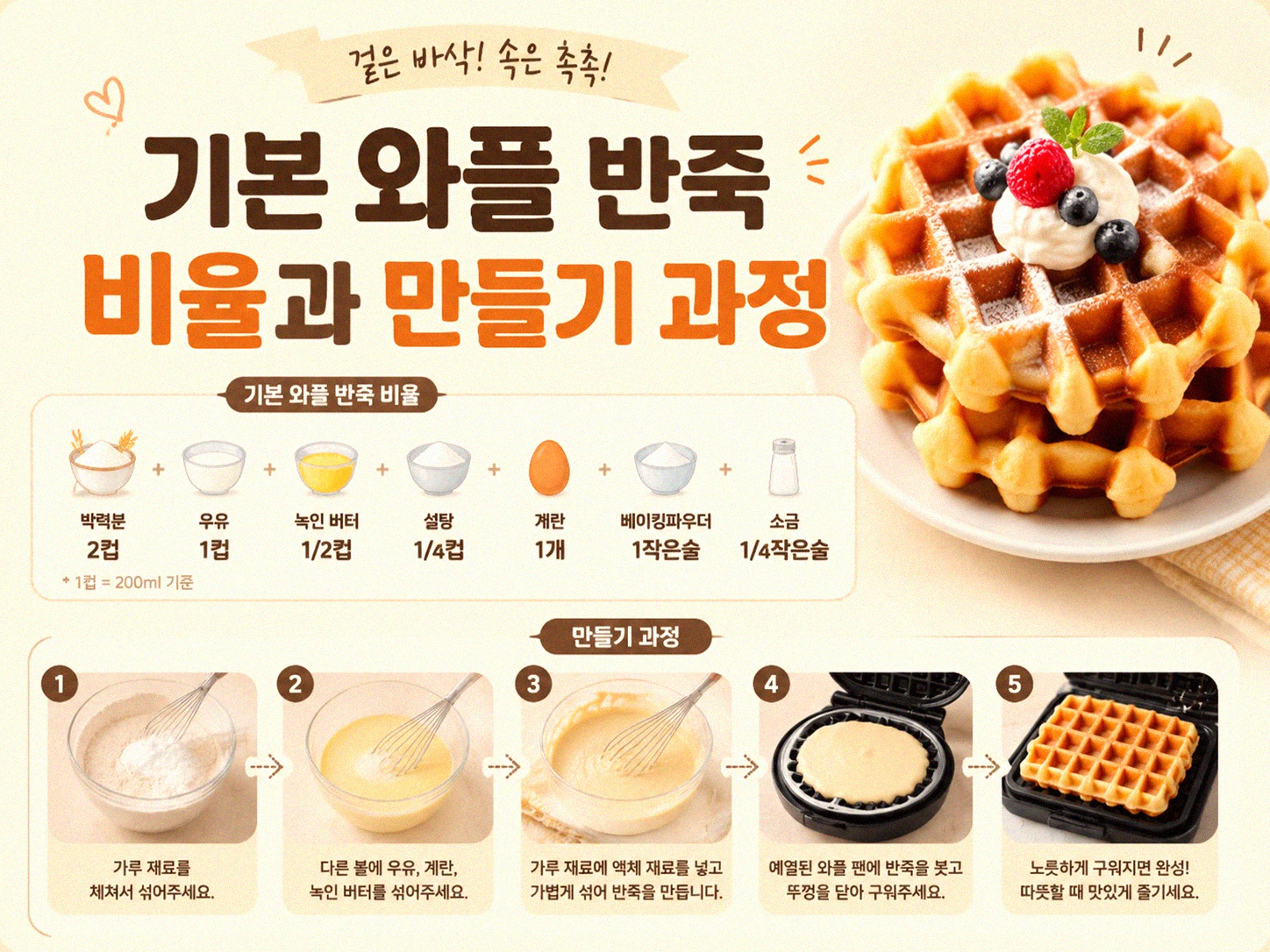 집에서 와플 만들기가 생각보다 어렵지 않아요