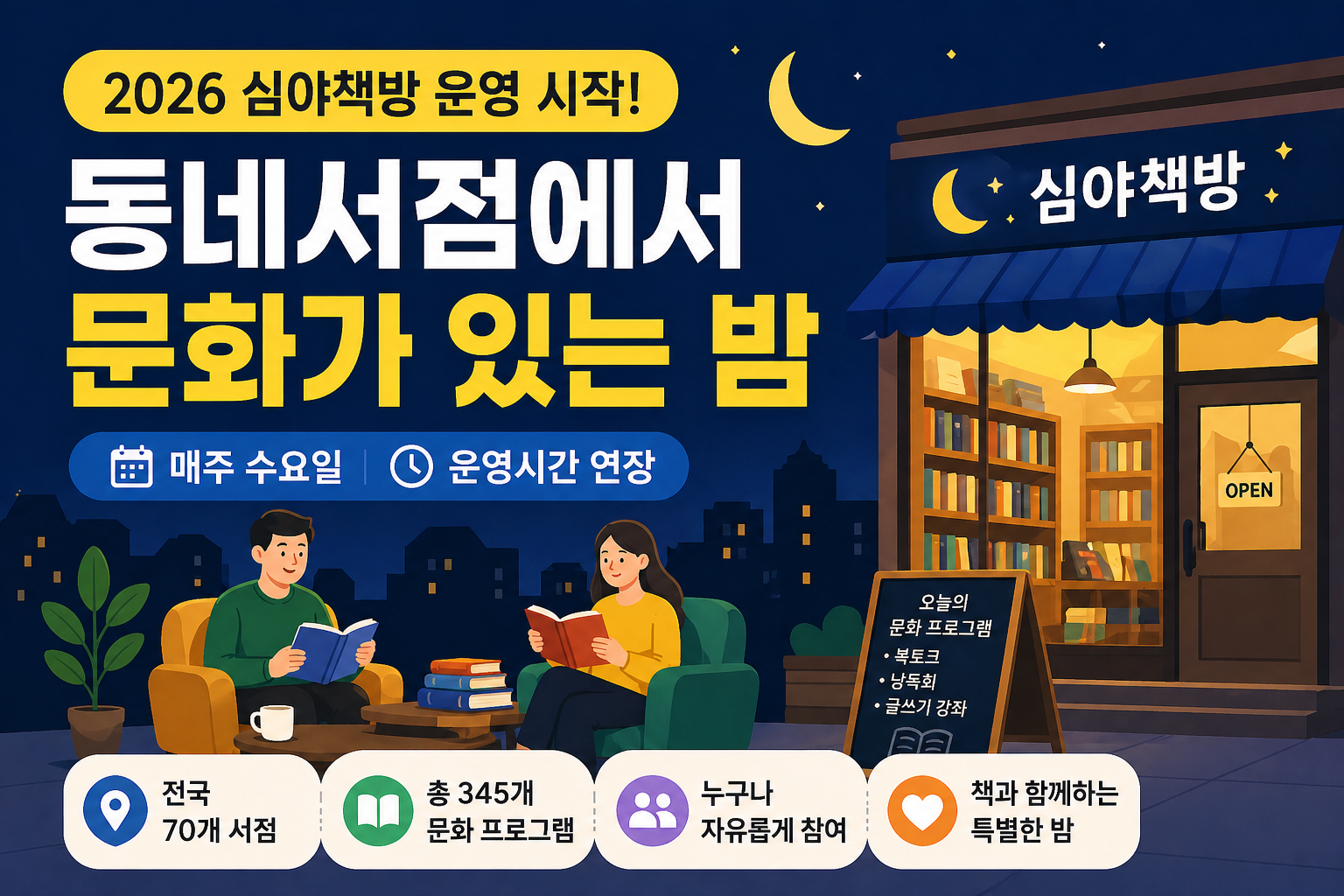 심야책방 시작! 동네서점 문화 프로그램 총정리