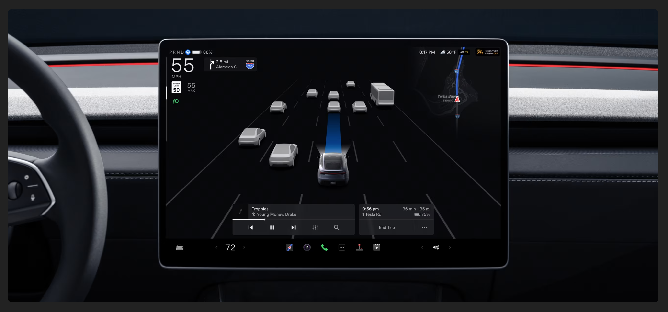 테슬라 모델Y 대시보드