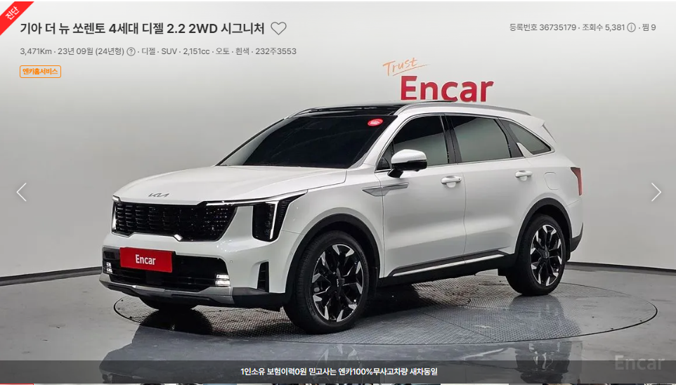 엔카에서 괜찮은 쏘렌토 찾아보기(6)