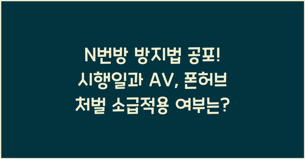 N번방 방지법 공포! 시행일은? AV, 폰허브보면 처벌 될까? 소급적용 여부