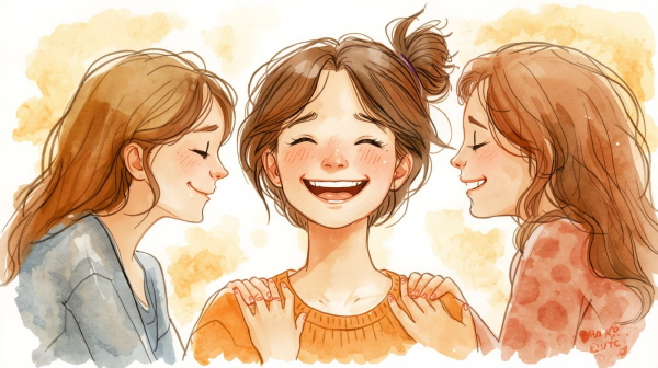 ENFP 청소년은 따뜻하고 창의적인 기질로, 사람들과의 관계에서 즐거움과 깊이를 동시에 추구합니다에 관한 그림입니다