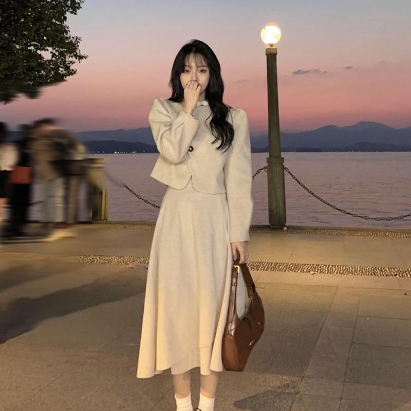 졸업식 데이트 개강 정장 투피스 초겨울 봄 모직 코트