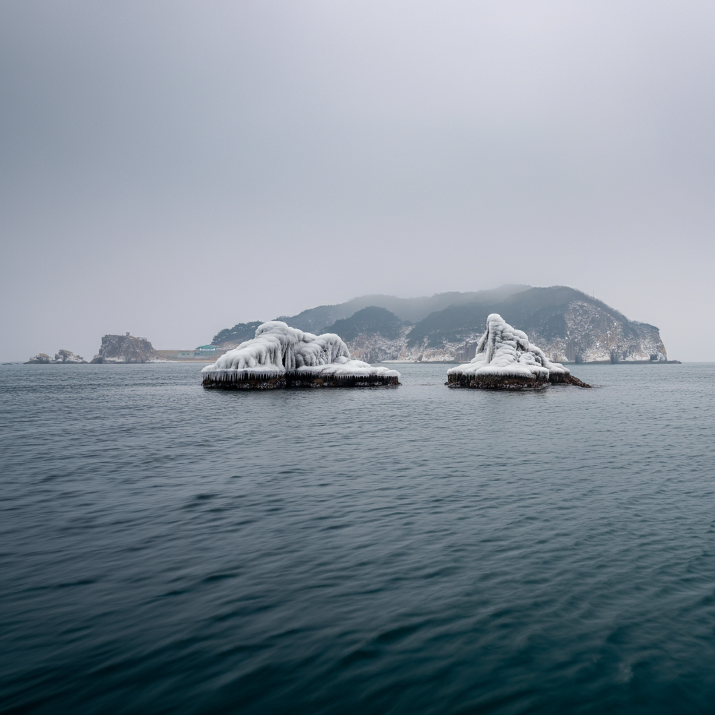 울릉도 전경-바다-눈