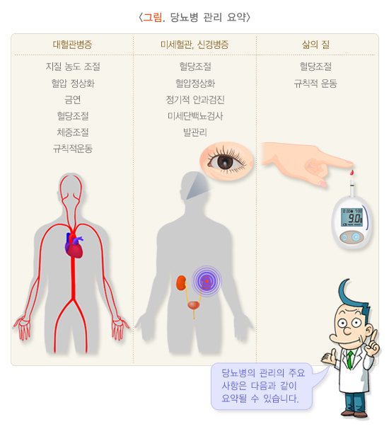 당뇨병 관리 요약 이미지 자료 / 출처 : 질병관리청 국가건강정보포털