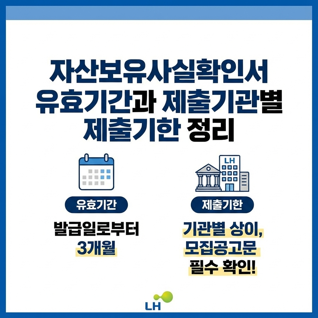 자산보유사실확인서 유효기간 및 제출기관별 제출기한 정리 한번에