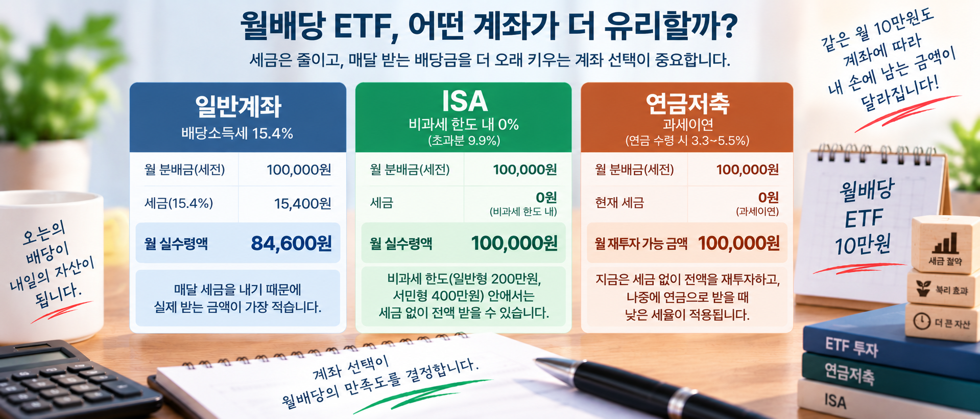 월배당 ETF 일반계좌 ISA 연금저축 세금 비교 이미지