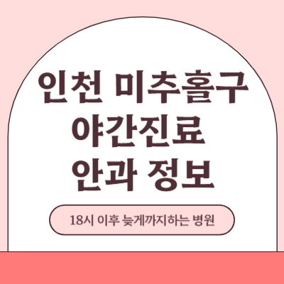 인천 미추홀구 야간진료 안과 병원 (18시 이후 늦게까지하는 병원)