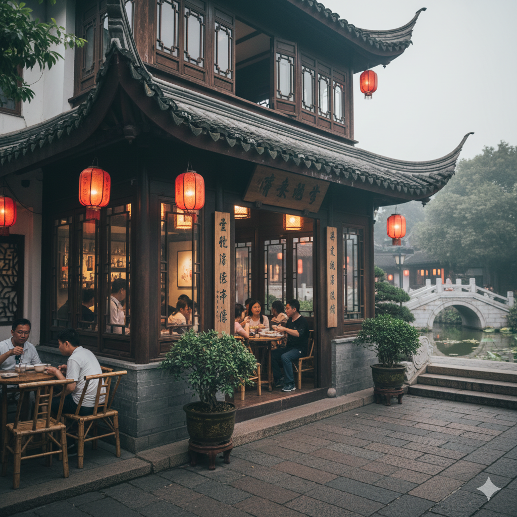 샹하이 구석에 숨겨진 작은 찻집