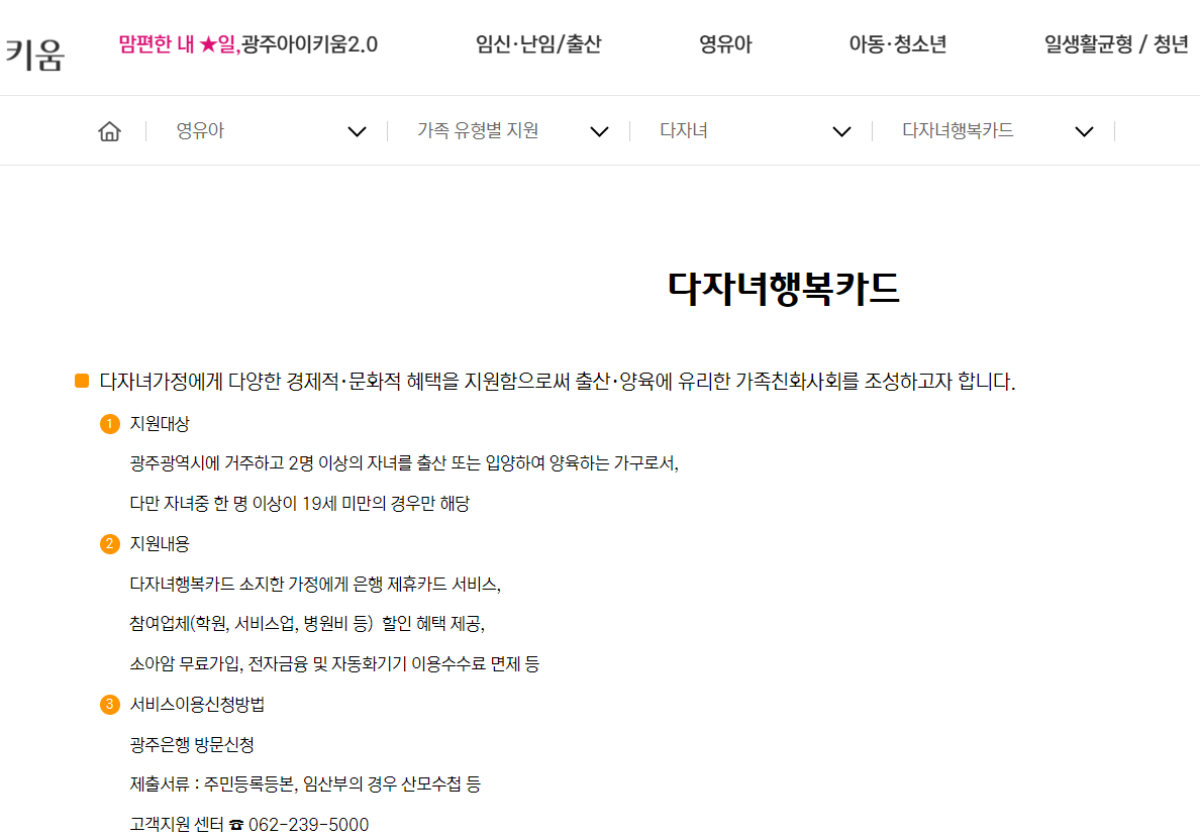 지자체 다자녀 우대카드 신청