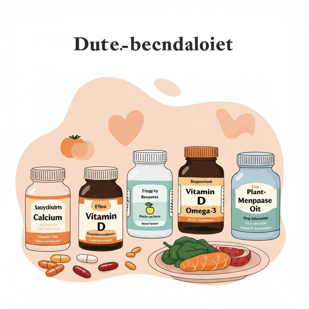 중년 여성을 위한 칼슘, 비타민D, 오메가3 등 영양제 이미지
