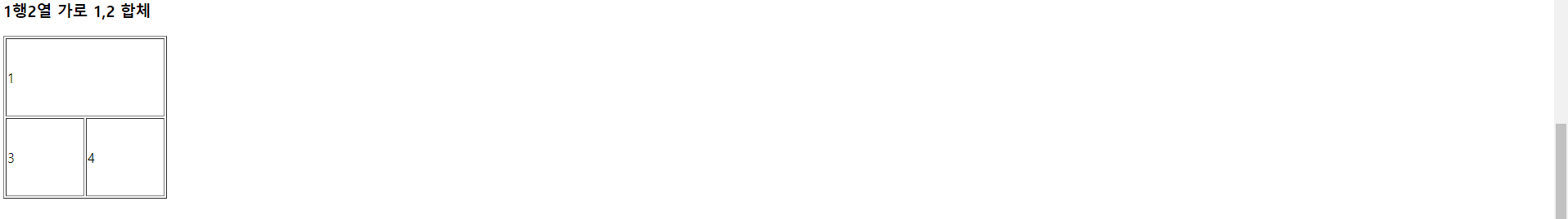 table 태그 1행 2열 가로 합치기
