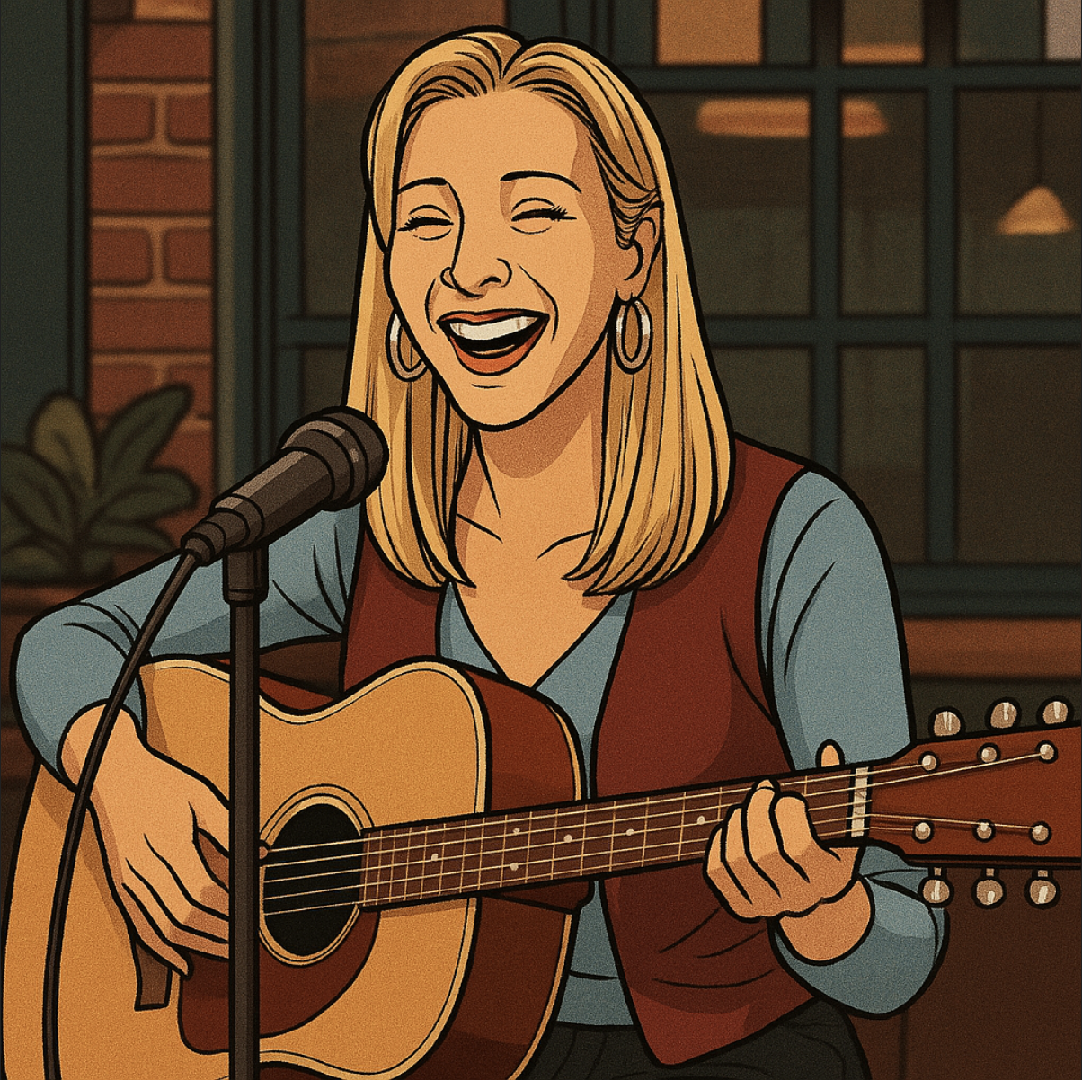 미국 드라마 프렌즈 리사 쿠드로가 기타치며 노래부르는 모습