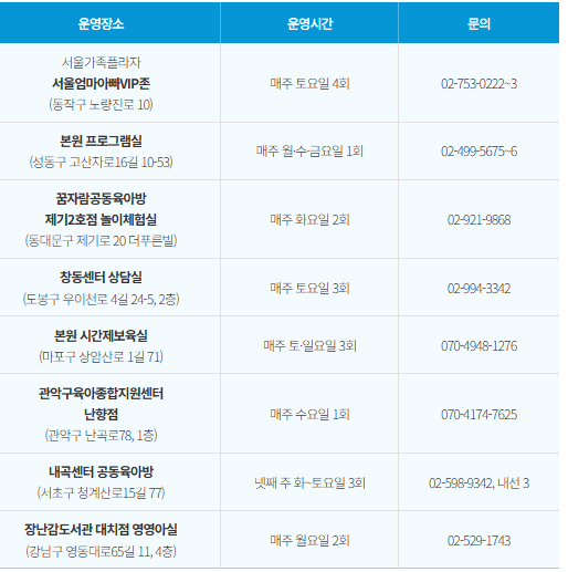 서울아이백일돌컷 시간표