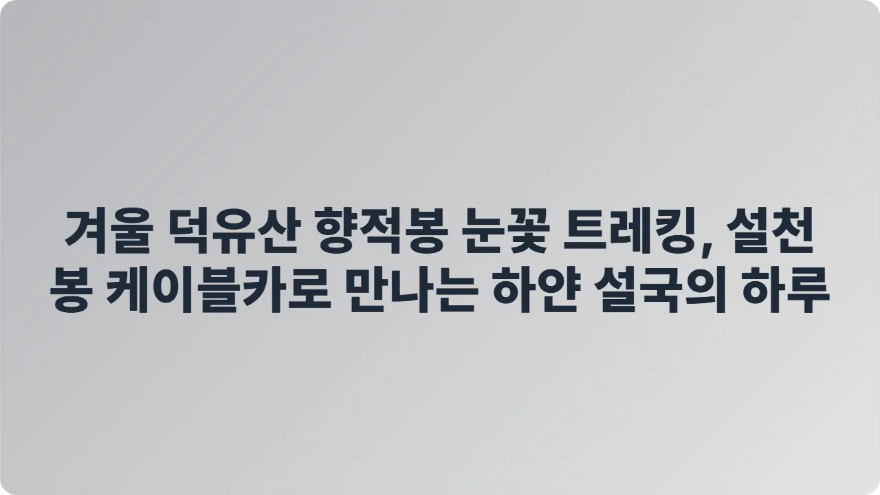 겨울 덕유산 향적봉 눈꽃 트레킹, 설천봉 케이블카로 만나는 하얀 설국의 하루