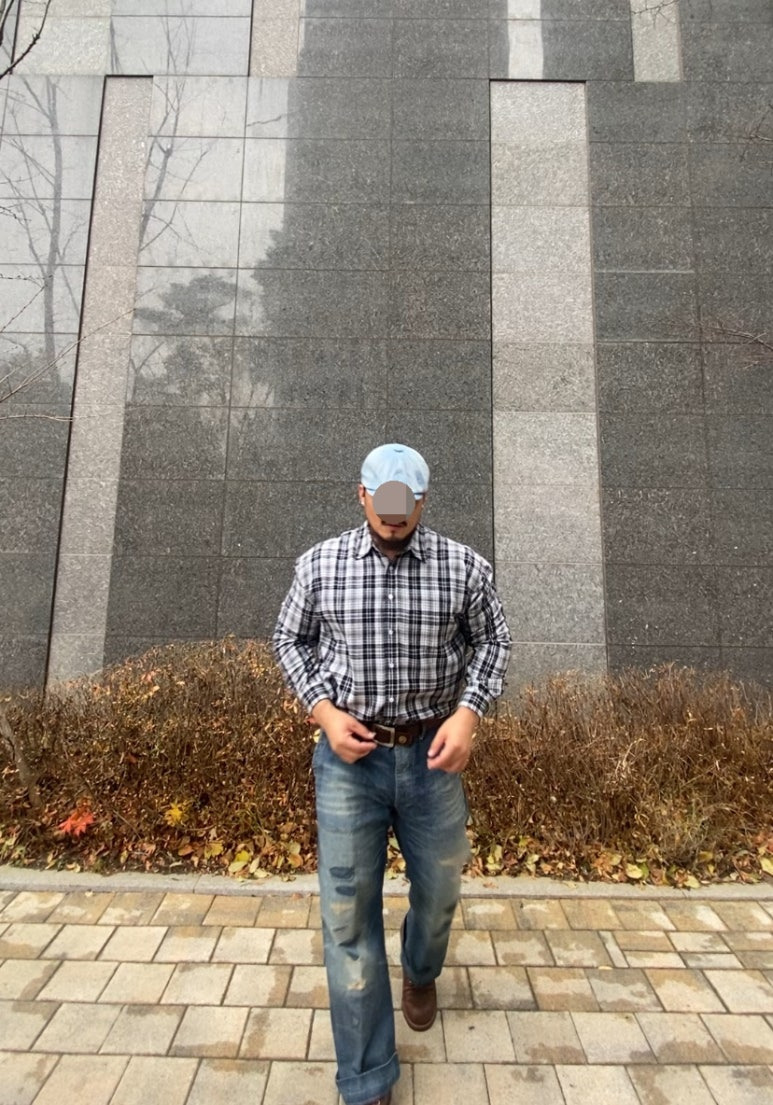 데일리룩('25. 11. 25.)유니버셜케미스트리 데님워싱 베레모 헌팅캡, 스탠다드에러 미스티 포켓 체크셔츠, 레드윙 아이언레인저 앰버하니스, 폴로랄프로렌 빈티지 워싱 청바지 팬츠