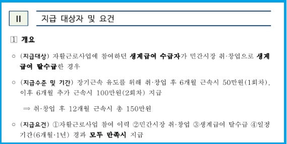 12개월 근속 시 총 150만 원 지급된다는 내용 안내