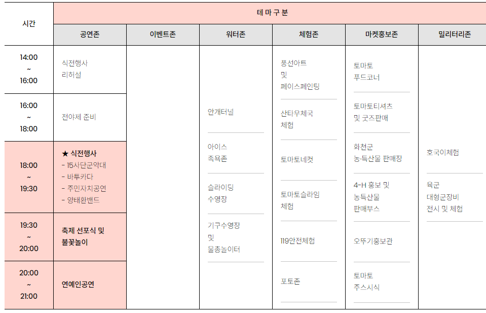 2024 화천토마초 축제 일정표
