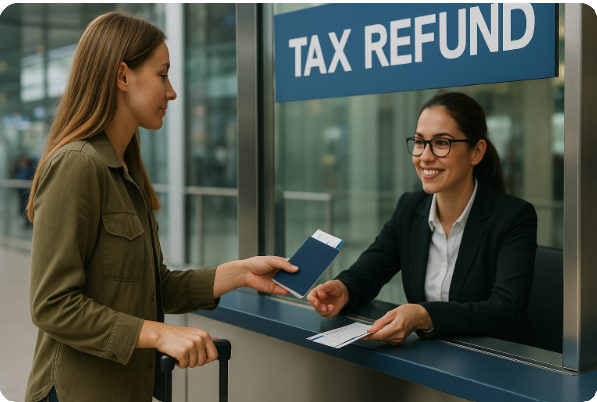 출국세 환급 신청 중인 여행객 모습