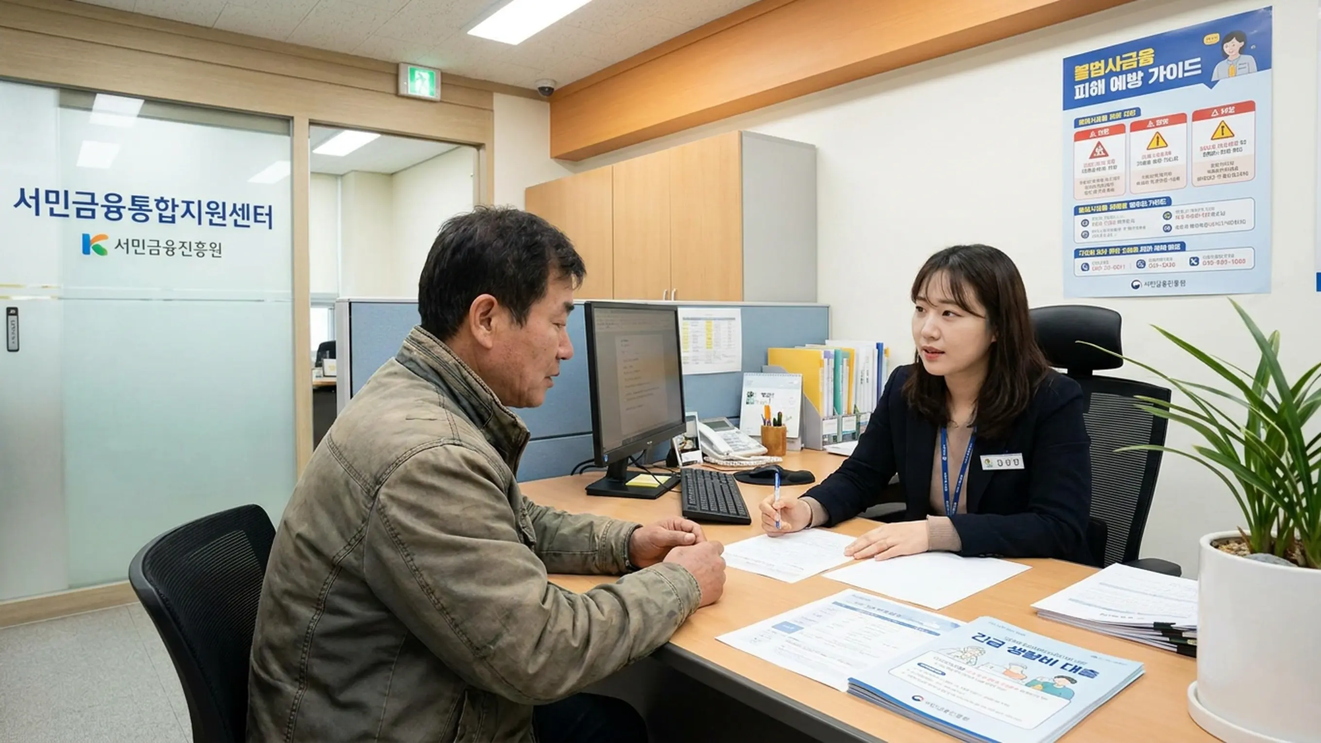불법사금융예방대출를 상담받고 있는 장면