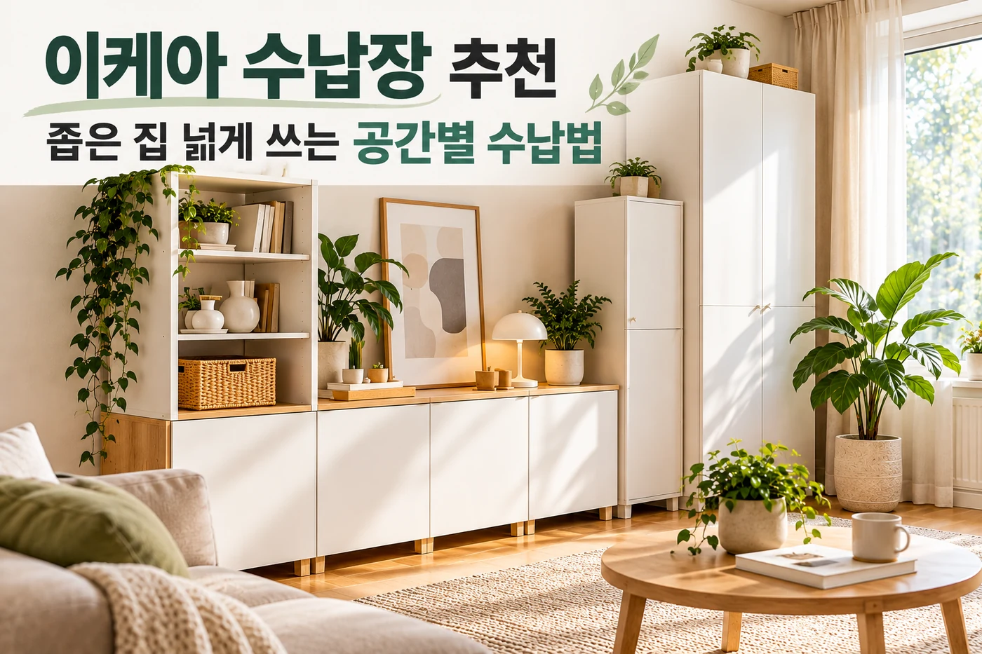 이케아 수납장 추천과 좁은 집 공간별 수납법을 보여주는 거실 수납 인테리어