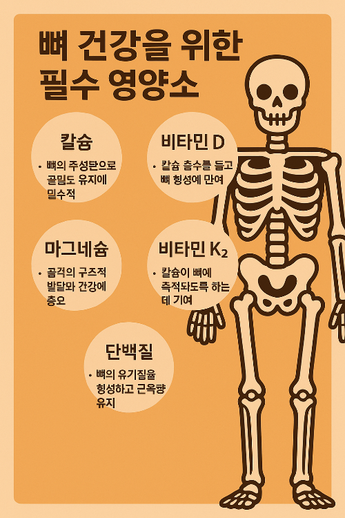 뼈 간강을 위한 필수 영양소 요약 사진