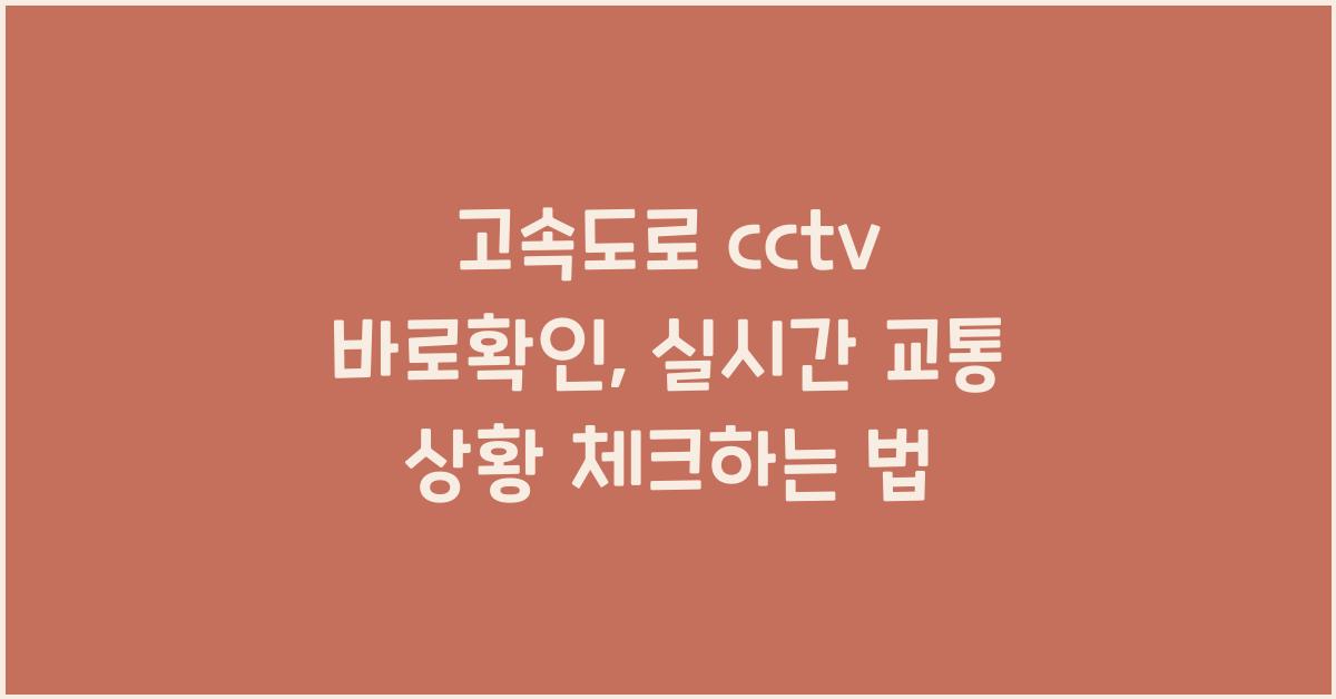 고속도로 cctv 바로확인