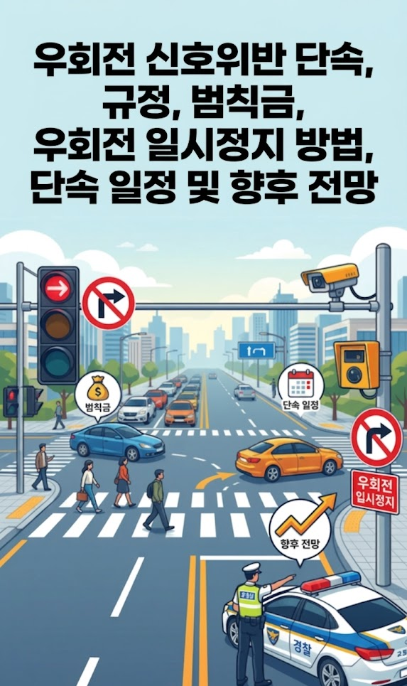우회전 신호위반 단속, 규정, 범칙금, 우회전 일시정지 방법, 단속 일정 및 향후 전망