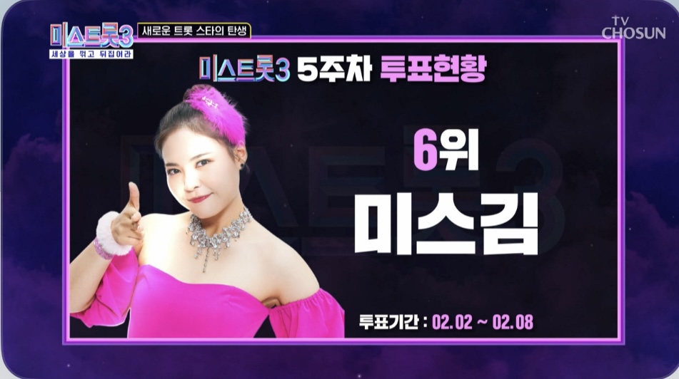 미스트롯3 5주차 투표6위 미스김
