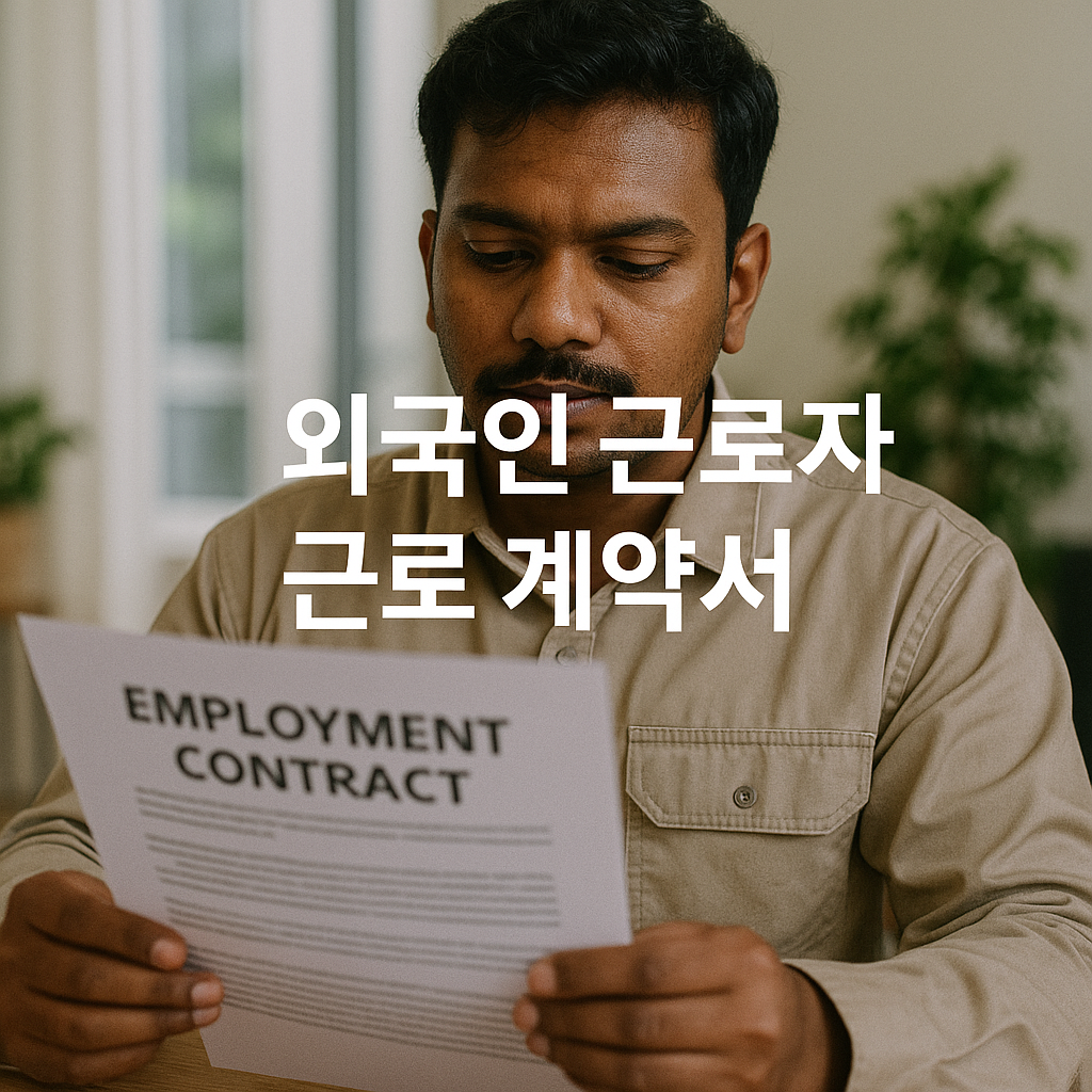 근로계약서를 읽고 있는 외국인 남성 근로자