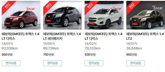 트랙스 (13년 ~ 16년) 중고차 가격