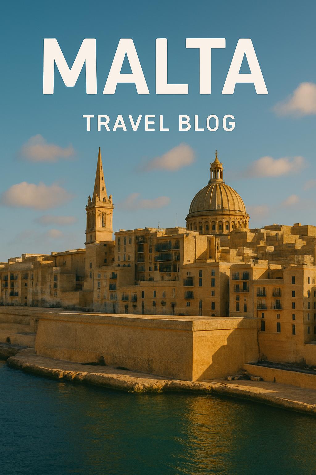 몰타(Malta)의 수도 발레타(Valletta)는 석양의 황금빛 햇살 아래 고풍스러운 석조 건물과 지중해의 잔잔한 바다가 어우러진 아름다운 풍경을 자랑합니다.