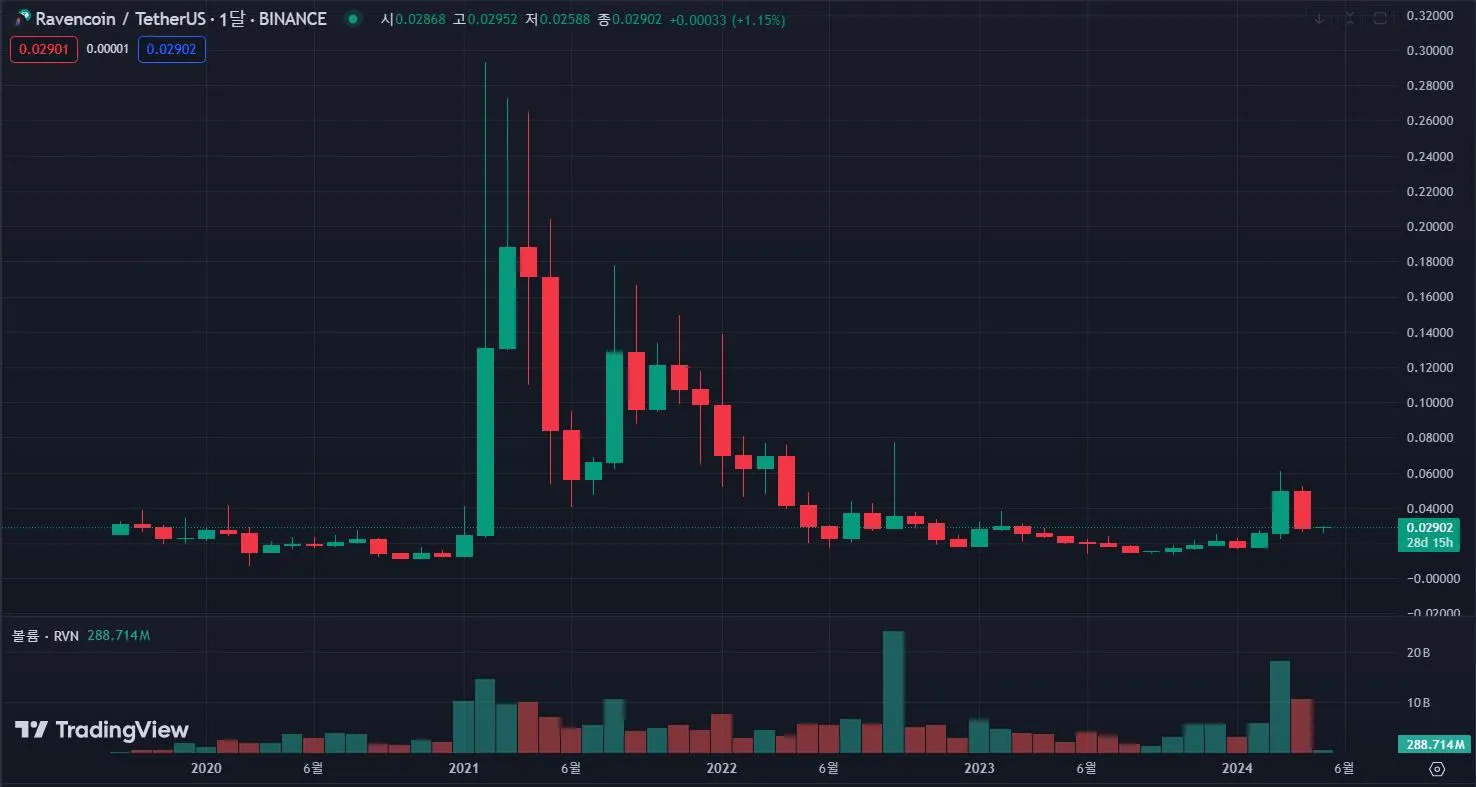 레이븐코인-월봉-차트